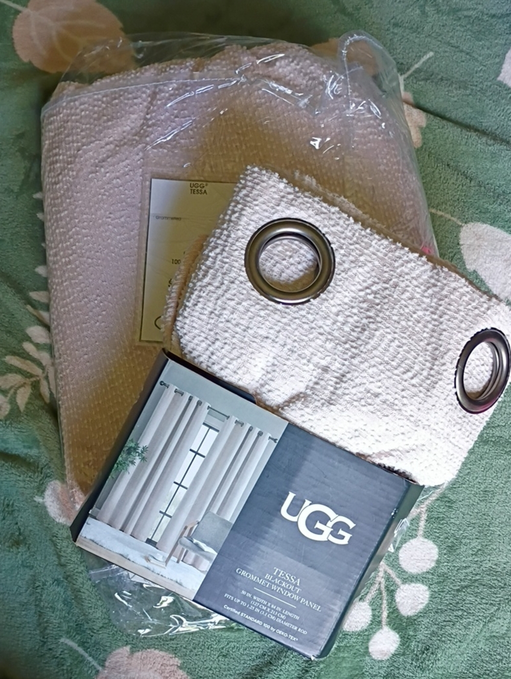 2 Set UGG Blush Textured Blackout Curtain Panel